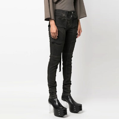 (W) RICK OWENS SS23 皮帶細節緊身牛仔褲 女款 黑色 DS01C6312SDK-78 Purchase (W) RICK OWENS SS23 皮帶細節緊身牛仔褲 女款 黑色 DS01C6312SDK-78