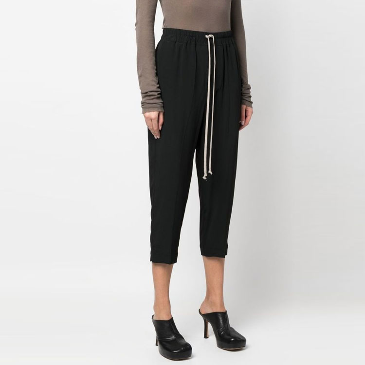 Purchase (W) RICK OWENS SS23 Seluar Tinggi Pinggang Hitam Untuk Wanita RP01C5303CC-09