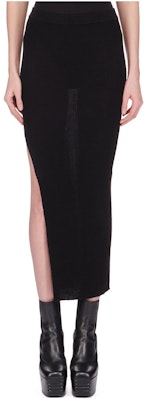 (Women) RICK OWENS SS24 Black Knitted Side-Slit Midi Skirt RP01D2634RIBM-09 Buy (Women) RICK OWENS SS24 Black Knitted Side-Slit Midi Skirt RP01D2634RIBM-09
