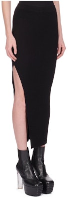 (Women) RICK OWENS SS24 Black Knitted Side-Slit Midi Skirt RP01D2634RIBM-09 Lookbook (Women) RICK OWENS SS24 Black Knitted Side-Slit Midi Skirt RP01D2634RIBM-09