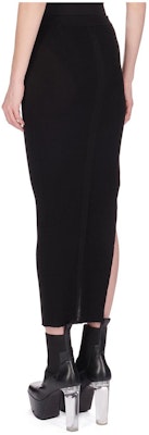 (Women) RICK OWENS SS24 Black Knitted Side-Slit Midi Skirt RP01D2634RIBM-09 Shop (Women) RICK OWENS SS24 Black Knitted Side-Slit Midi Skirt RP01D2634RIBM-09