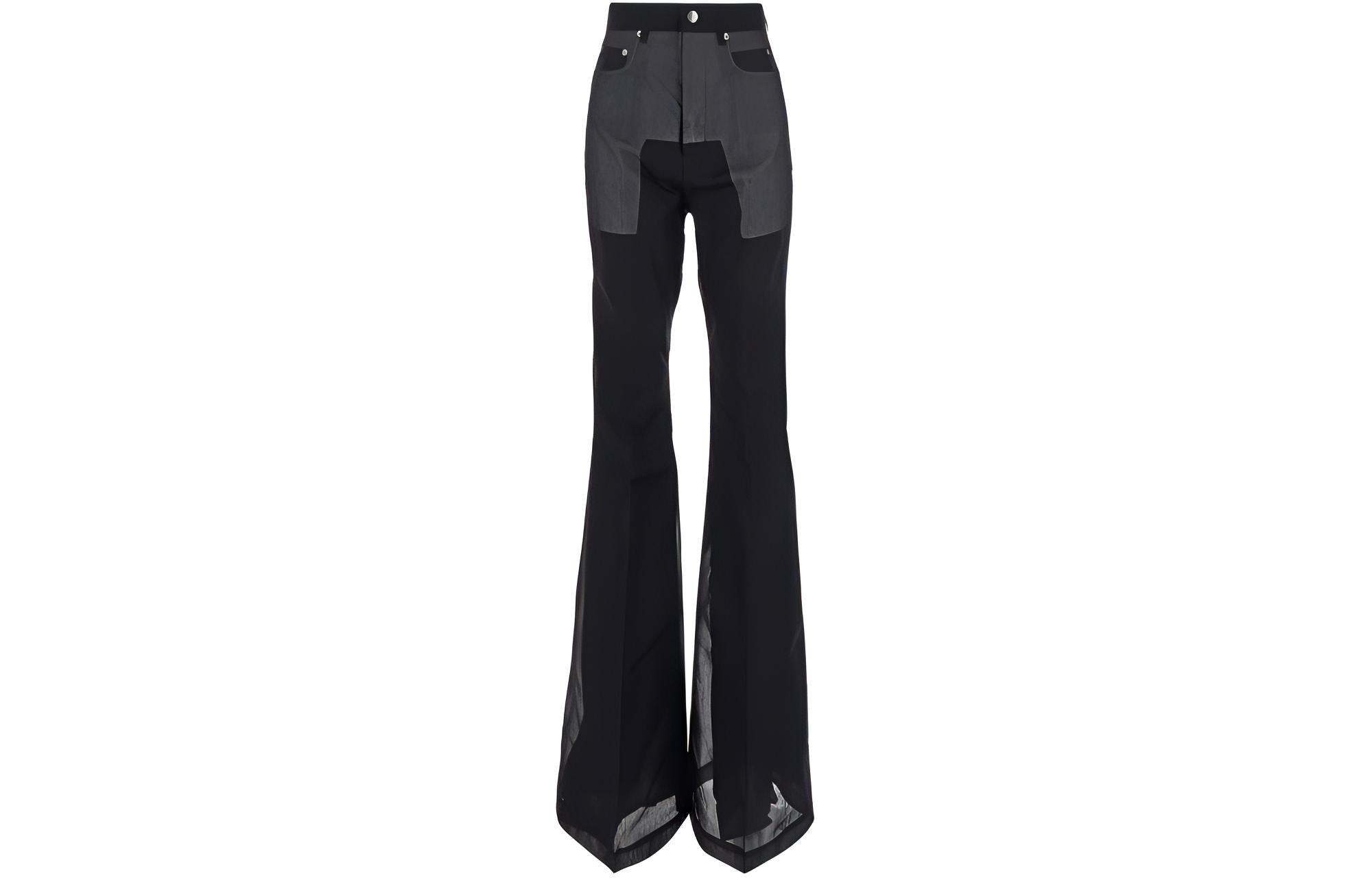 (Women) Rick Owens Women’s Black Colorblock Slim Fit Zipper Flare Casual Pants RP01D2329OR-09