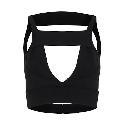 (Women) RICK OWENS Women’s Black Solid Square Neck Sleeveless Crop Top Bustier. RP01C5678K-ST