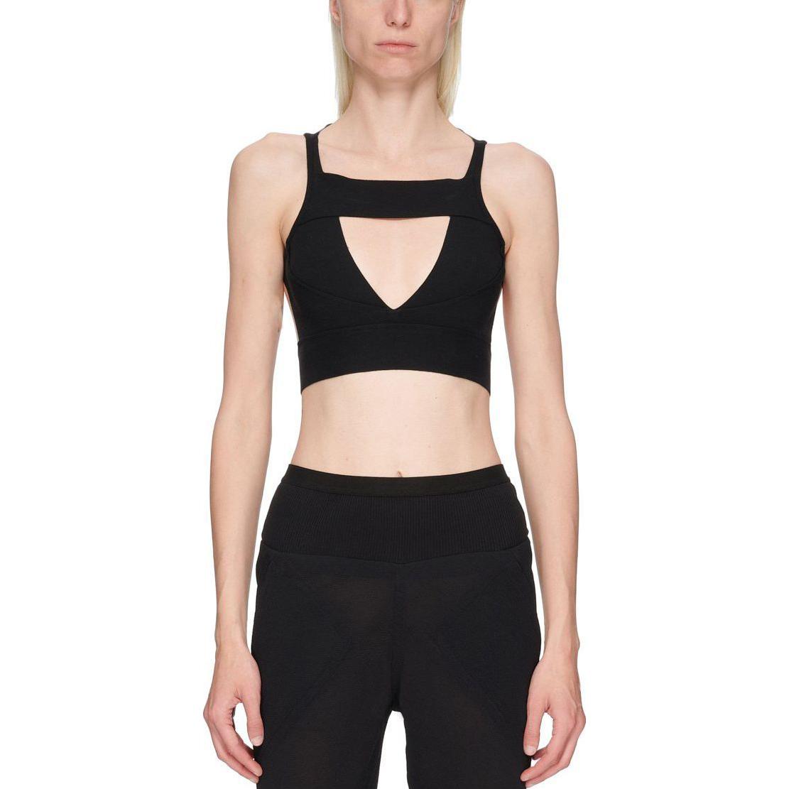 Shop (W) 릭 오웬스 여성 블랙 스퀘어넥 민소매 크롭탑 뷔스티에. RP01C5678K-ST