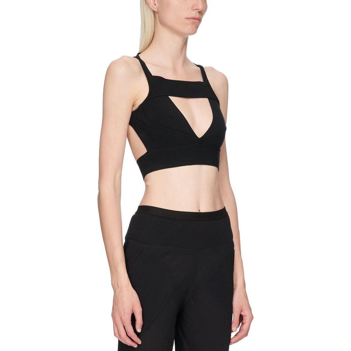 Details for (W) 릭 오웬스 여성 블랙 스퀘어넥 민소매 크롭탑 뷔스티에. RP01C5678K-ST