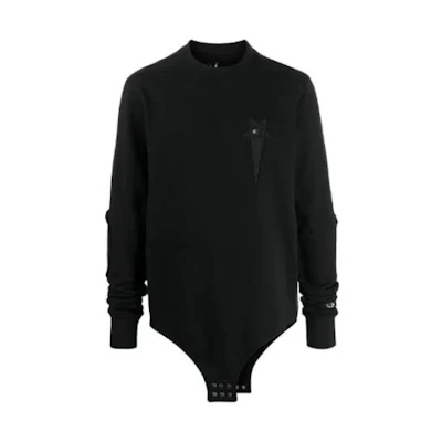 (Women) RICK OWENS Champion Embroidered Logo Pullover Long Sleeve Polo Black CM20S0008215089-09