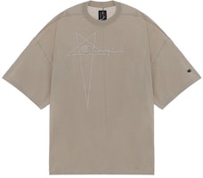 (Women) RICK OWENS x Champion SS22 Embroidered Logo Beige T-Shirt. CW01B5375-08 (Women) RICK OWENS x Champion SS22 Embroidered Logo Beige T-Shirt. CW01B5375-08