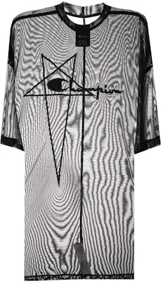 (W) リックオウエンス x チャンピオン SS22 シアーブラックメッシュロゴTシャツ CW01B5377CHMNET-09 Order (W) リックオウエンス x チャンピオン SS22 シアーブラックメッシュロゴTシャツ CW01B5377CHMNET-09