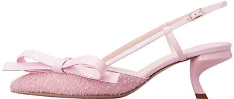 (Women) Roger Vivier 5.5cm 'Pink Fabric Bow Slingback Kitten Heels' RVW63836510SKJ1K47 (Women) Roger Vivier 5.5cm 'Pink Fabric Bow Slingback Kitten Heels' RVW63836510SKJ1K47