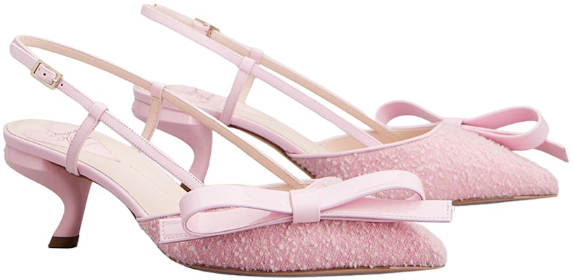 (Women) Roger Vivier 5.5cm 'Pink Fabric Bow Slingback Kitten Heels' RVW63836510SKJ1K47 Order (Women) Roger Vivier 5.5cm 'Pink Fabric Bow Slingback Kitten Heels' RVW63836510SKJ1K47
