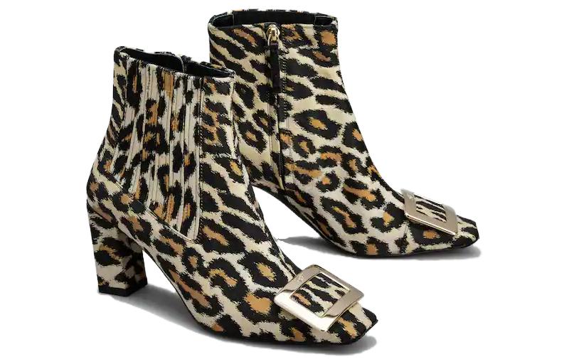 (W) Roger Vivier 7cm 'Brown Fabric Square Toe Zip High Heel Ankle Boot' 圖 3