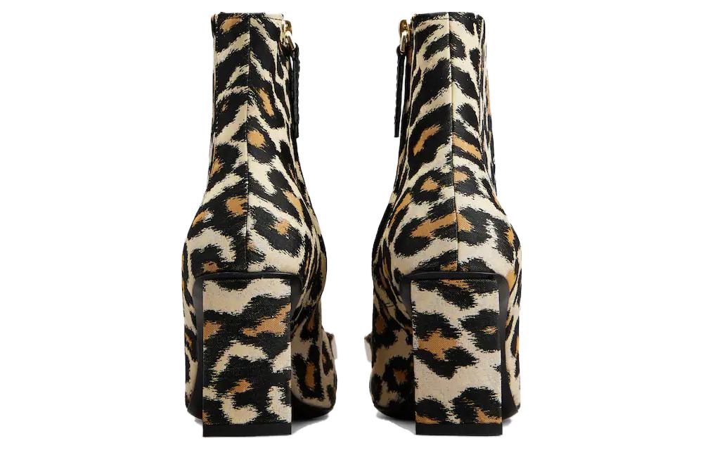 (W) Roger Vivier 7cm 'Brown Fabric Square Toe Zip High Heel Ankle Boot' 圖 5