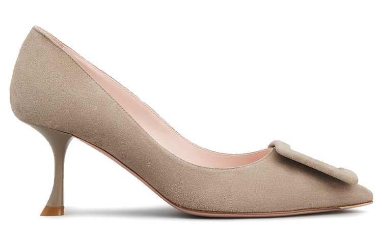 (W) Roger Vivier 'Beige Buckle Suede Calfskin High Heels' 圖 2