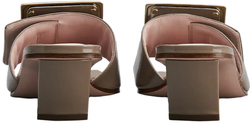 (W) Roger Vivier Beige Lakleer Metalen Gesp Blokhak Vierkante Neus Mule RVW65832800D1PC415 Shop (W) Roger Vivier Beige Lakleer Metalen Gesp Blokhak Vierkante Neus Mule RVW65832800D1PC415