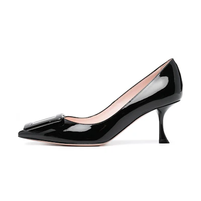 (W) Roger Vivier 'Black Patent Leather Buckle High-Heel'