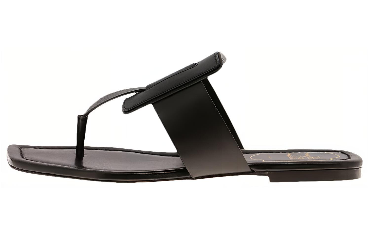 (W) Roger Vivier 'Black Thong Fashion Sandal'