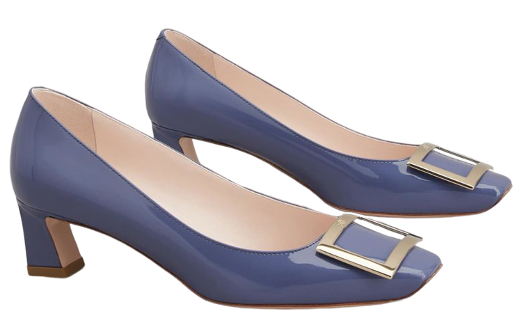 (W) Roger Vivier 'Blue Patent Square Toe Chunky Heel with Metal Buckle' 圖 2