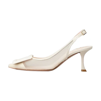 (W) Roger Vivier 'Cream Buckle Mesh High Heels'