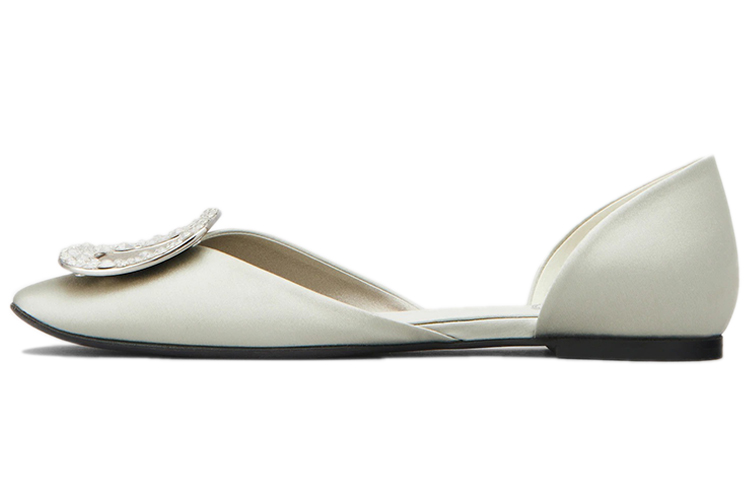 (W) Roger Vivier 'Crystal Satin Ballet Flats Silver'
