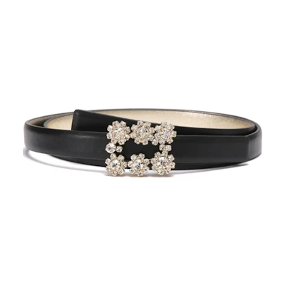 (Women) Roger Vivier Floral Buckle Narrow Leather Belt. RCWC0AD0000XMAB999