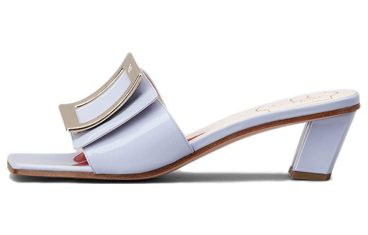 (W) Roger Vivier 'Love Patent Metal Buckle Fashion Sandals Purple'