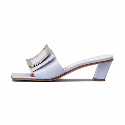 (W) Roger Vivier 'Love Patent Metal Buckle Fashion Sandals Purple'