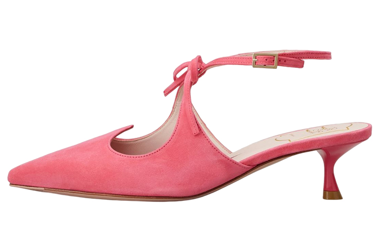 (Women) Roger Vivier 'Pink Velvet Pointed-Toe Mid-Heel' RVW54333180HR0M829
