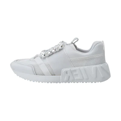 (W) Roger Vivier 'White Crystal Buckle Sneakers'