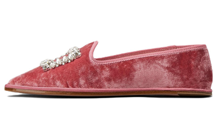 (W) Roger Vivier Babby Viv' Strass 'Pink Embroidered Buckle'