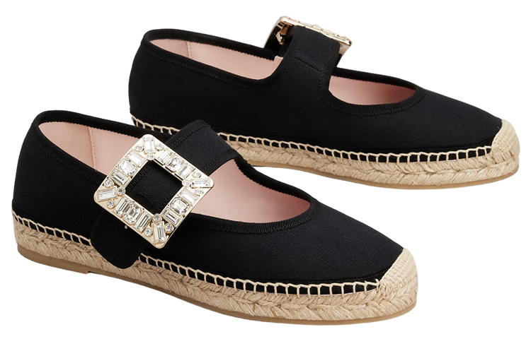 Order (W) Roger Vivier Bayi 'Espadril Gesper Hitam Berkilau' RVW41232960R7CB999