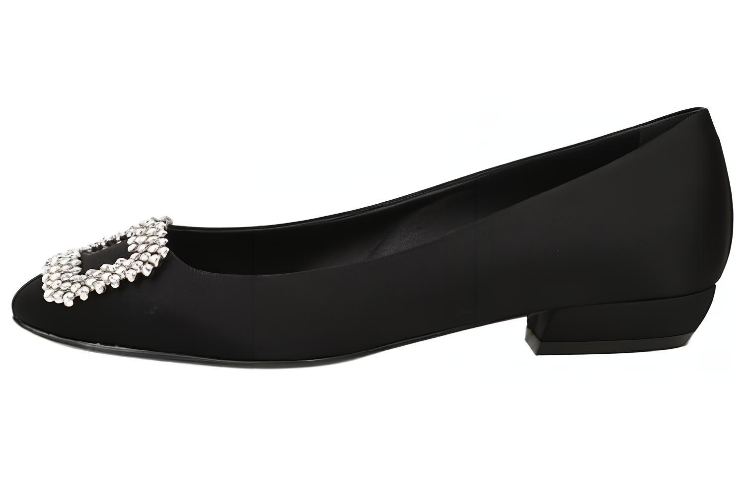 (W) Roger Vivier Ballerina Flat 'Black Satin'