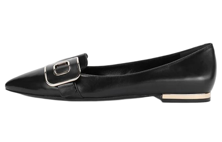 (W) Roger Vivier Ballerina Flats 'Black Leather Pointed Toe'