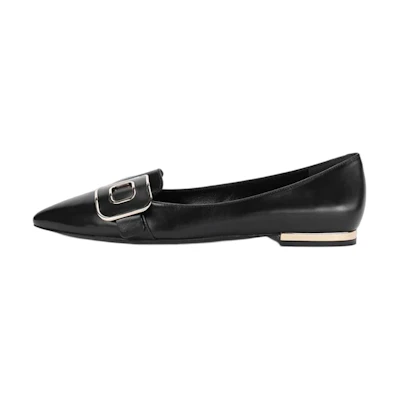 (W) Roger Vivier Ballerina Flats 'Black Leather Pointed Toe'