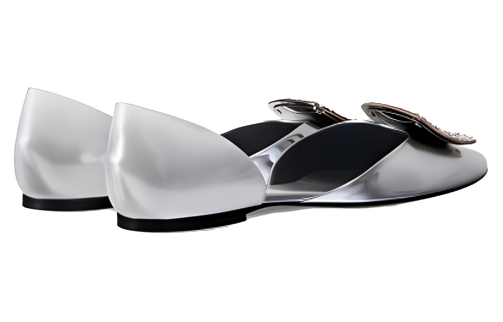 Shop Roger Vivier 芭蕾平底鞋 女款 銀色