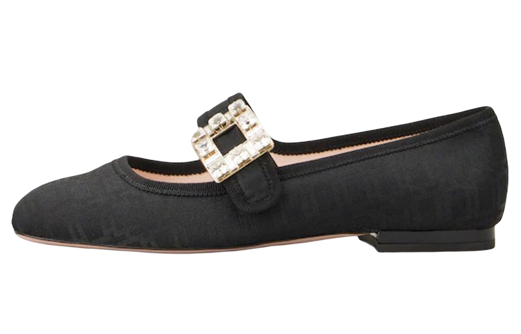 (Women) Roger Vivier Ballerine 'Black Crystal Buckle' RVW44931980R9SB999