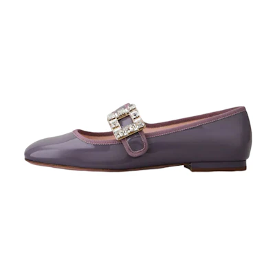 (W) Roger Vivier Ballerine 'Purple Patent Buckle'