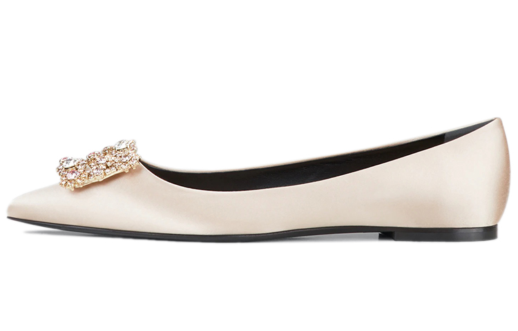 Buy (Women) Roger Vivier Ballet Flats 'Pink Silk Satin with Rhinestone Flowers' RVW31317620RS0M014