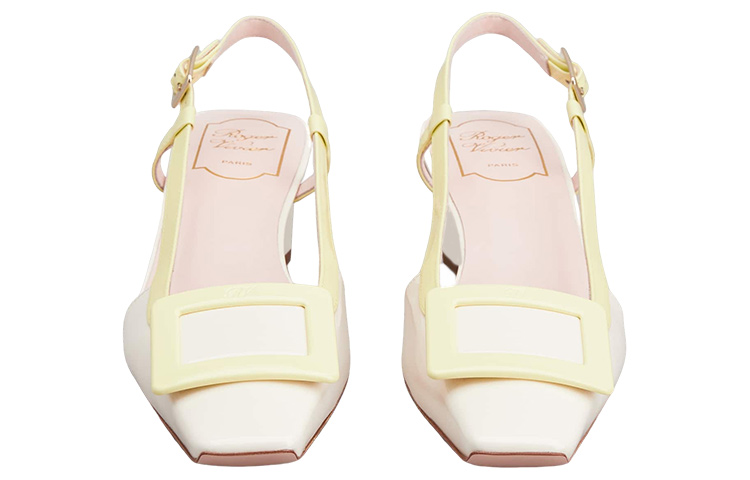 Shop (W) Roger Vivier Belle Vivier ''Beige Gesp Vierkante Neus Blokhak'' RVW00625601D1P1U03