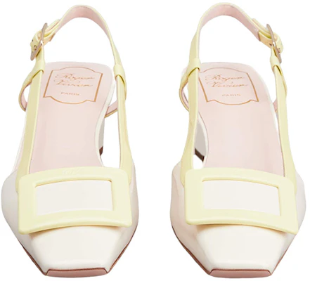 (W) Roger Vivier Belle Vivier ''Beige Gesp Vierkante Neus Blokhak'' RVW00625601D1P1U03 Shop (W) Roger Vivier Belle Vivier ''Beige Gesp Vierkante Neus Blokhak'' RVW00625601D1P1U03
