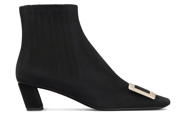 (W) Roger Vivier Belle Vivier 'Black Metal Buckle Velvet Chelsea Boot' 圖 2