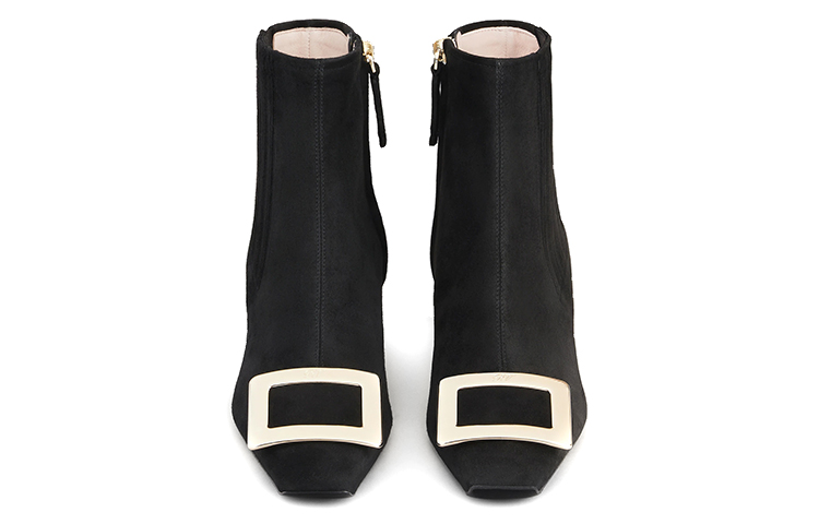 (W) Roger Vivier Belle Vivier 'Black Metal Buckle Velvet Chelsea Boot' 圖 3