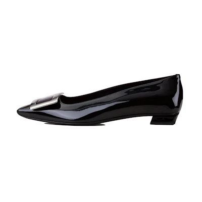 (W) Roger Vivier Belle Vivier 'Black Patent Leather with Metal Detail'