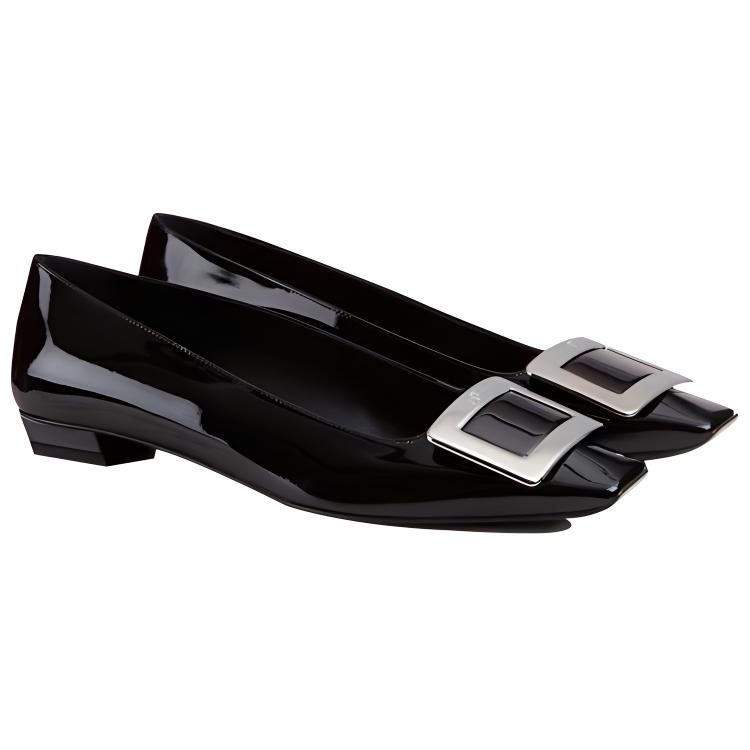 Lookbook (W) Roger Vivier Belle Vivier 'Cuero Negro Charol con Detalle Metálico' RVW00700920D1PB999