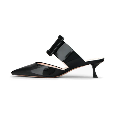 (W) Roger Vivier Belle Vivier 'Black Patent Mule'