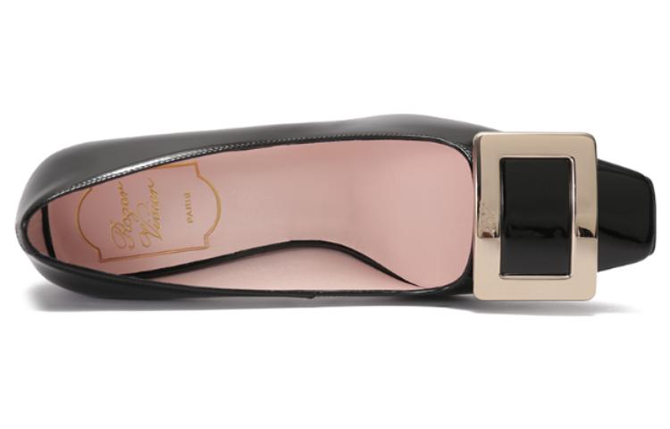 Purchase Roger Vivier 羅傑維維亞 Belle Vivier 漆皮 金屬方扣淺口 粗跟 高跟鞋 7.5cm 女款 黑色