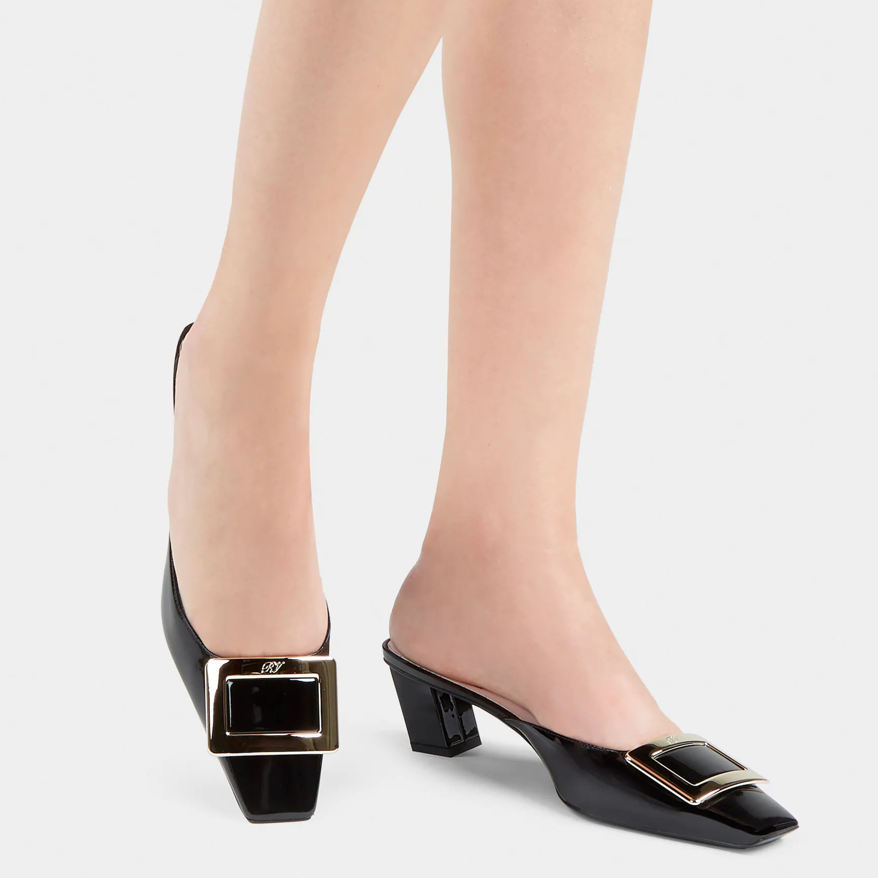 (W) Roger Vivier Belle Vivier 'Breathable Versatile Fashion Nude Heel Sandal Black' 圖 5