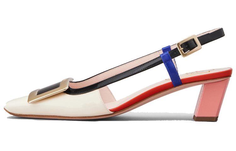 (Women) Roger Vivier Belle Vivier 'Cream Patent Leather Slingback' RVW00625600D1P1T57