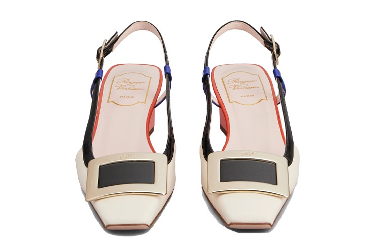 Shop (Women) Roger Vivier Belle Vivier 'Cream Patent Leather Slingback' RVW00625600D1P1T57