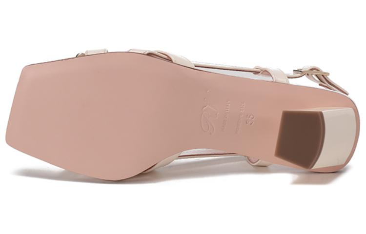 Details for (W) Roger Vivier Belle Vivier 'Sandal Tumit Blok Krim Patent dengan Gesper Metal' RVW65832620D1PC019