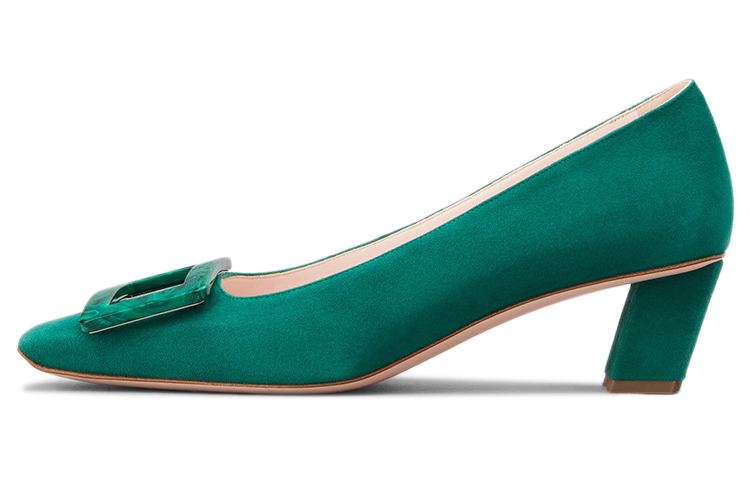 (W) Roger Vivier Belle Vivier 'Granite Buckle Green'